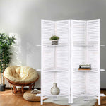 Artiss 4 Panel Room Divider Screen 163x170cm Shelf White - Furniture > Living Room