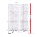 Artiss 4 Panel Room Divider Screen 163x170cm Shelf White - Furniture > Living Room