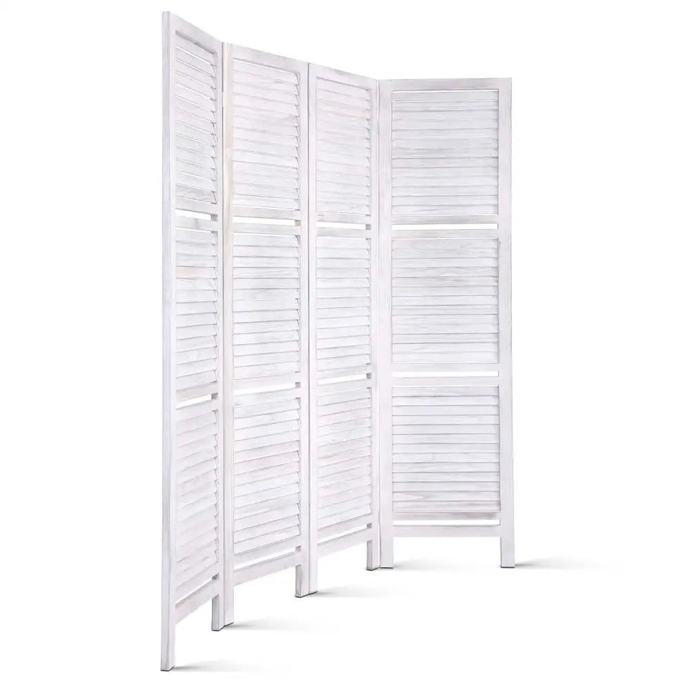 Artiss 4 Panel Room Divider Screen 163x170cm Shelf White - Furniture > Living Room