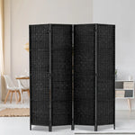 Artiss 4 Panel Room Divider Screen 163x170cm Woven Black - Furniture > Living Room