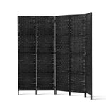 Artiss 4 Panel Room Divider Screen 163x170cm Woven Black - Furniture > Living Room