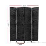 Artiss 4 Panel Room Divider Screen 163x170cm Woven Black - Furniture > Living Room