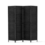 Artiss 4 Panel Room Divider Screen 163x170cm Woven Black - Furniture > Living Room