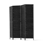 Artiss 4 Panel Room Divider Screen 163x170cm Woven Black - Furniture > Living Room