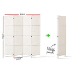 Artiss 4 Panel Room Divider Screen 163x170cm Woven White - Furniture > Living Room