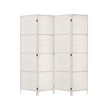 Artiss 4 Panel Room Divider Screen 163x170cm Woven White - Furniture > Living Room