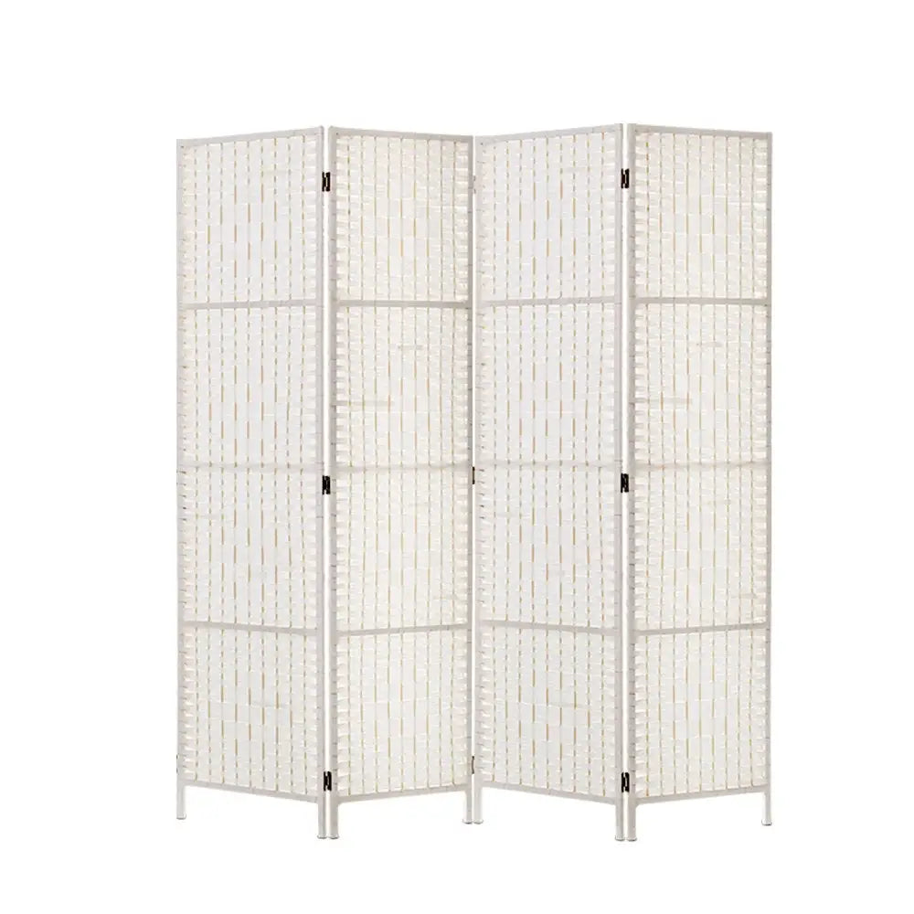 Artiss 4 Panel Room Divider Screen 163x170cm Woven White - Furniture > Living Room