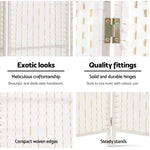 Artiss 4 Panel Room Divider Screen 163x170cm Woven White - Furniture > Living Room