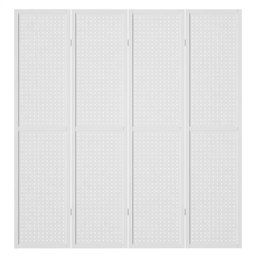 Artiss 4 Panel Room Divider Screen 164x170cm Pegboard White - Furniture > Bedroom > Room Dividers