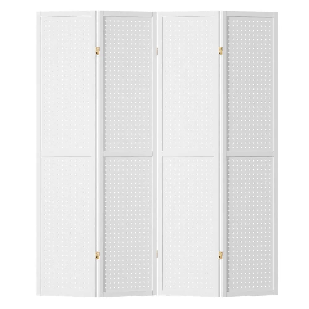 Artiss 4 Panel Room Divider Screen 164x170cm Pegboard White - Furniture > Bedroom > Room Dividers