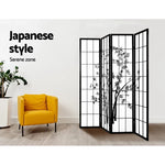 Artiss 4 Panel Room Divider Screen 174x179cm Bamboo Black White - Furniture > Living Room