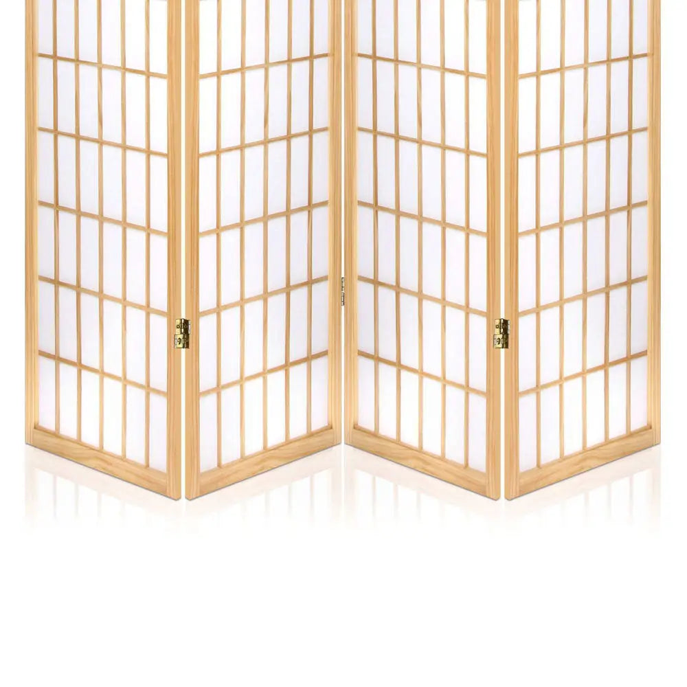 Artiss 4 Panel Room Divider Screen 174x179cm Natural - Furniture > Living Room