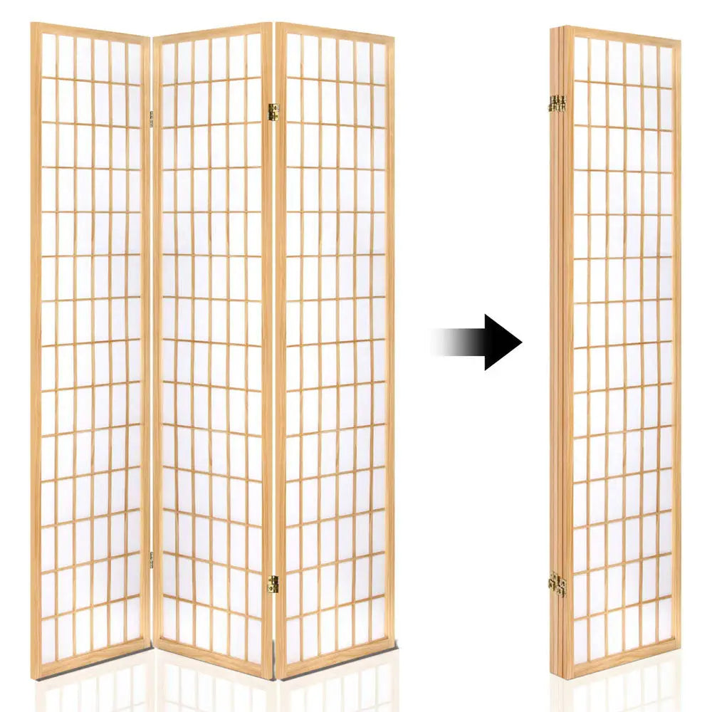 Artiss 4 Panel Room Divider Screen 174x179cm Natural - Furniture > Living Room