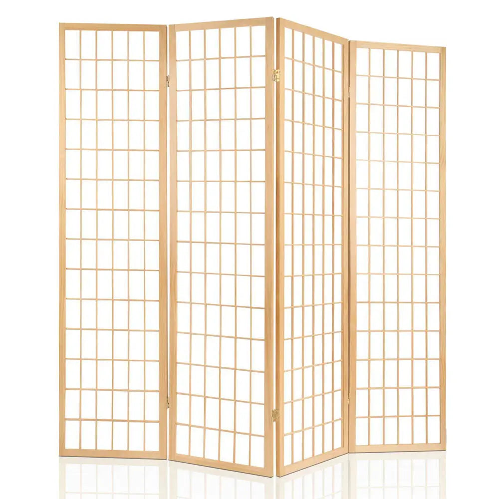 Artiss 4 Panel Room Divider Screen 174x179cm Natural - Furniture > Living Room