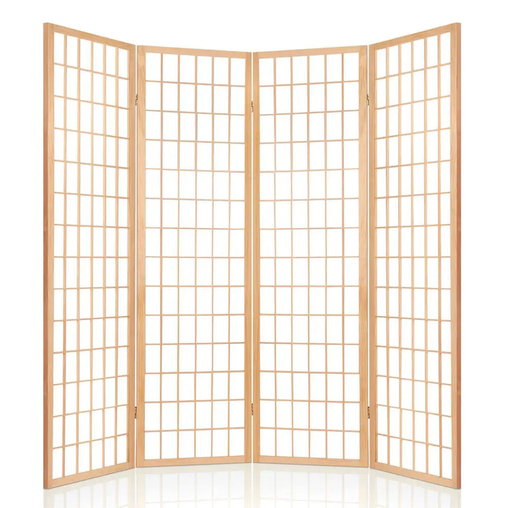 Artiss 4 Panel Room Divider Screen 174x179cm Natural - Furniture > Living Room