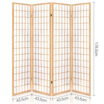 Artiss 4 Panel Room Divider Screen 174x179cm Natural - Furniture > Living Room