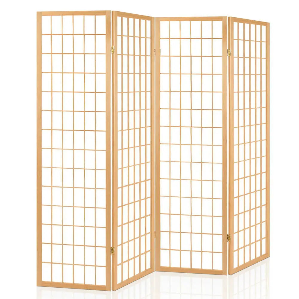 Artiss 4 Panel Room Divider Screen 174x179cm Natural - Furniture > Living Room