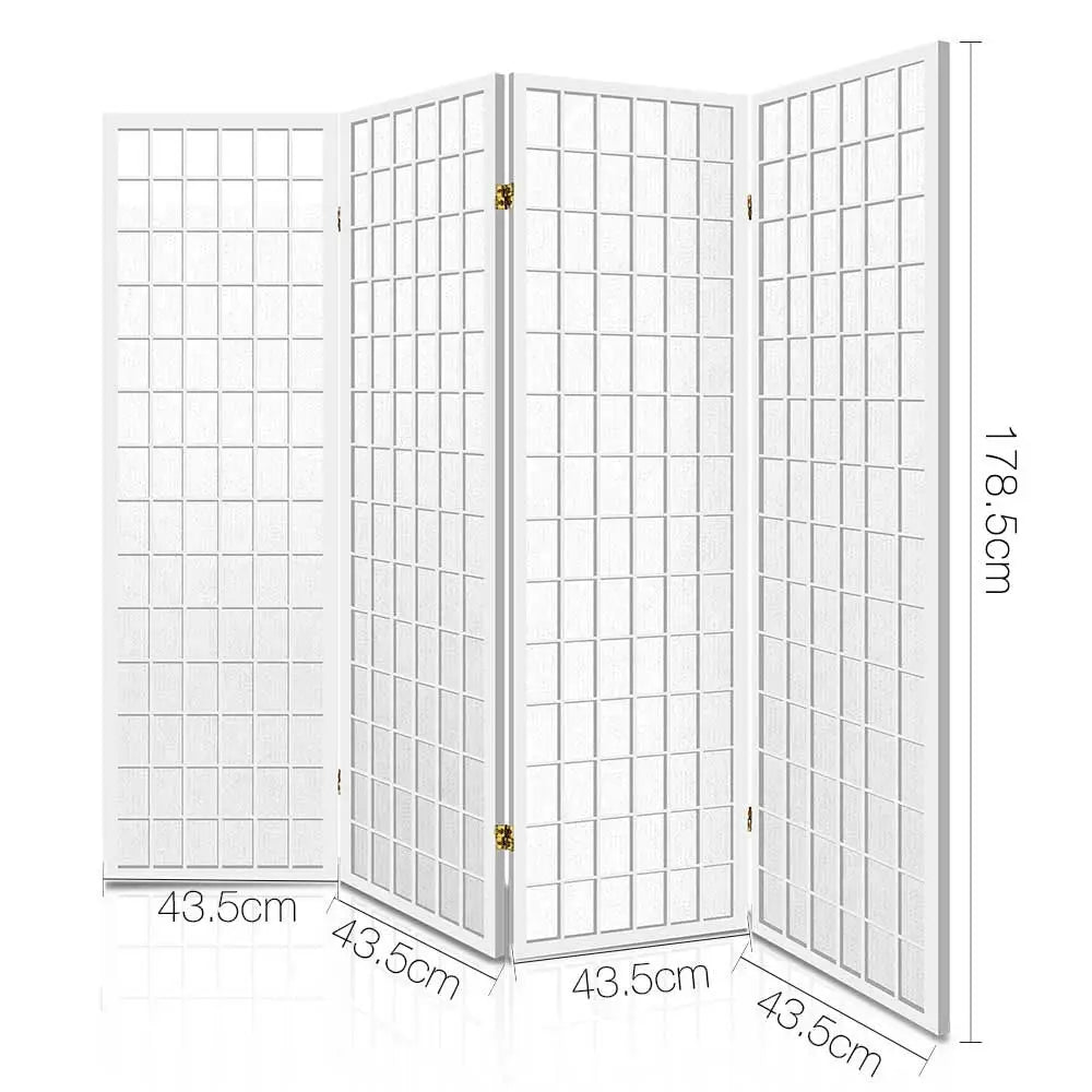 Artiss 4 Panel Room Divider Screen 174x179cm White - Furniture > Living Room