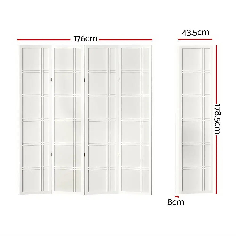 Artiss 4 Panel Room Divider Screen 176x179cm Nova White - Furniture > Living Room
