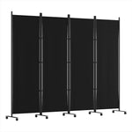 Artiss 4 Panel Room Divider Screen 217cm Wheel Fabric Black - Furniture > Bedroom > Room Dividers