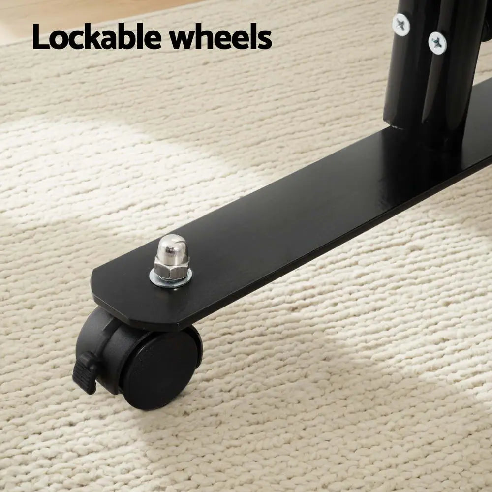 Artiss 4 Panel Room Divider Screen 217cm Wheel Fabric Black - Furniture > Bedroom > Room Dividers