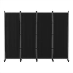 Artiss 4 Panel Room Divider Screen 217cm Wheel Fabric Black - Furniture > Bedroom > Room Dividers