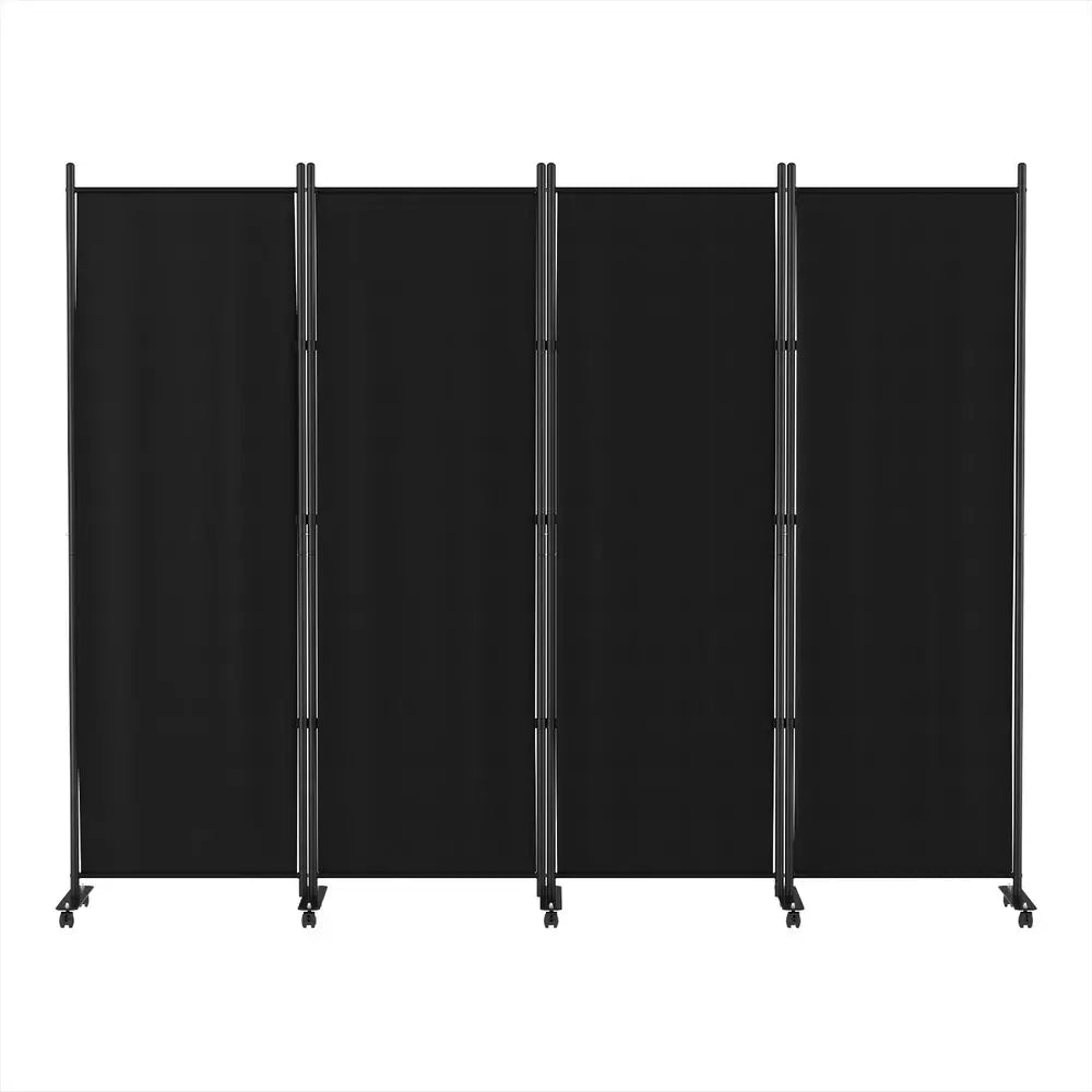 Artiss 4 Panel Room Divider Screen 217cm Wheel Fabric Black - Furniture > Bedroom > Room Dividers