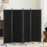 Artiss 4 Panel Room Divider Screen 217cm Wheel Fabric Black - Furniture > Bedroom > Room Dividers