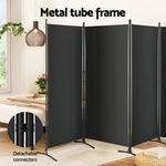 Artiss 4 Panel Room Divider Screen 345x180cm Fabric Black - Furniture > Bedroom > Room Dividers