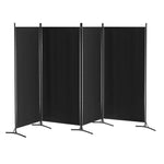 Artiss 4 Panel Room Divider Screen 345x180cm Fabric Black - Furniture > Bedroom > Room Dividers