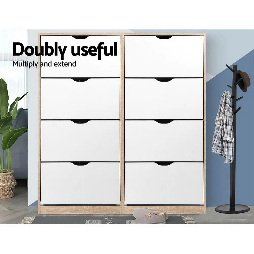 Artiss 48 Pairs Shoe Cabinet Rack Organiser Storage Shelf Wooden - Furniture > Living Room