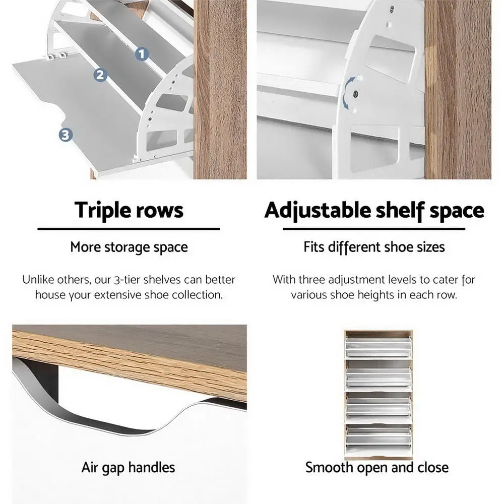 Artiss 48 Pairs Shoe Cabinet Rack Organiser Storage Shelf Wooden - Furniture > Living Room