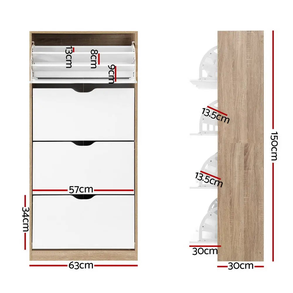 Artiss 48 Pairs Shoe Cabinet Rack Organiser Storage Shelf Wooden - Furniture > Living Room