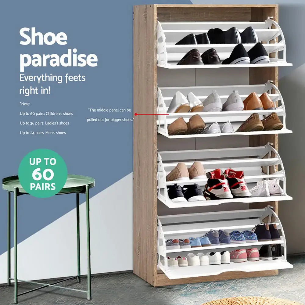 Artiss 48 Pairs Shoe Cabinet Rack Organiser Storage Shelf Wooden - Furniture > Living Room