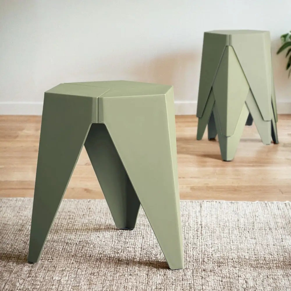 Artiss 4PC Puzzle Stool Bar Stools Stackable Green - Furniture > Bar Stools & Chairs > Table & Bar Stools
