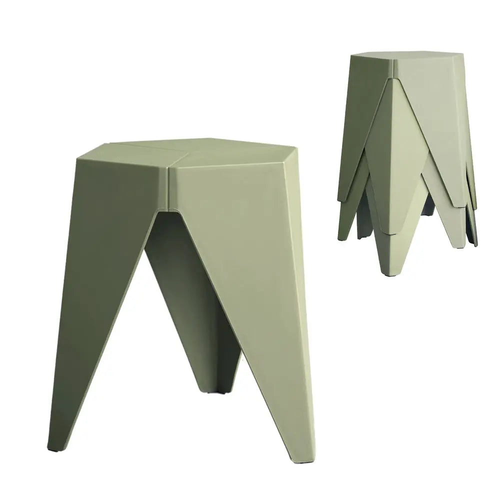 Artiss 4PC Puzzle Stool Bar Stools Stackable Green - Furniture > Bar Stools & Chairs > Table & Bar Stools