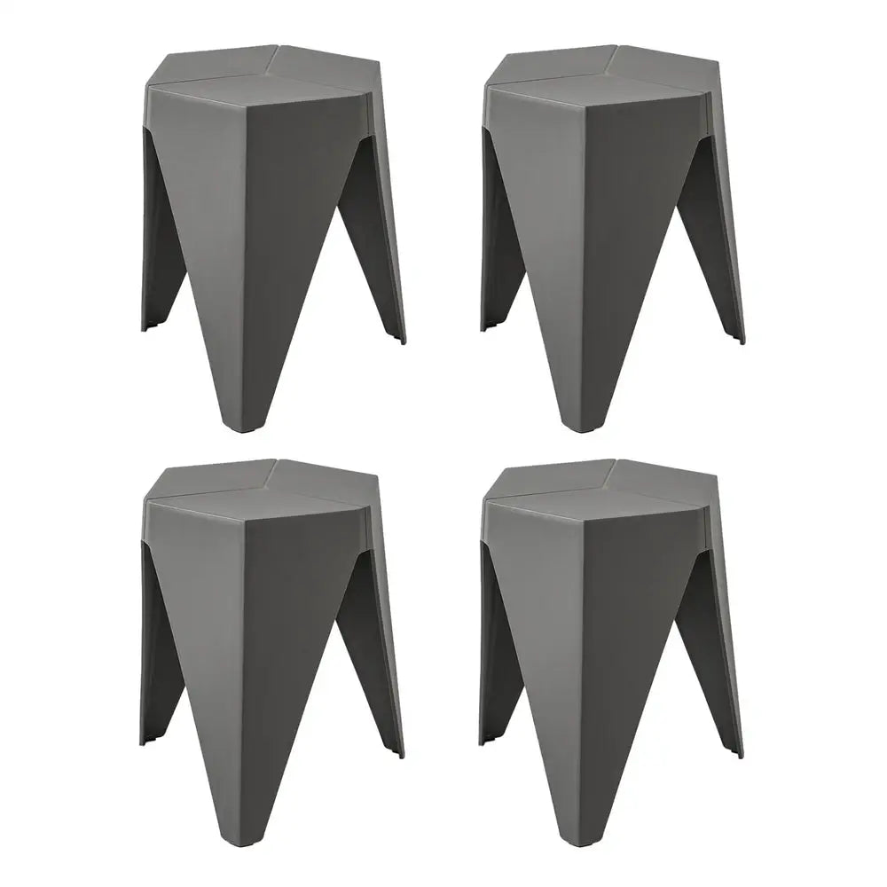 Artiss 4PC Puzzle Stool Bar Stools Stackable Grey - Furniture > Bar Stools & Chairs > Table & Bar Stools