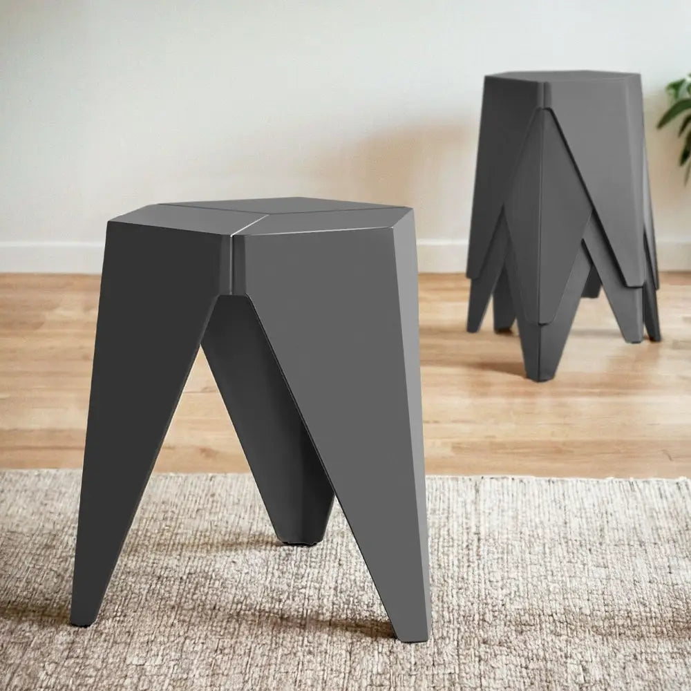 Artiss 4PC Puzzle Stool Bar Stools Stackable Grey - Furniture > Bar Stools & Chairs > Table & Bar Stools