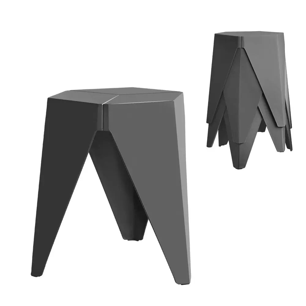 Artiss 4PC Puzzle Stool Bar Stools Stackable Grey - Furniture > Bar Stools & Chairs > Table & Bar Stools