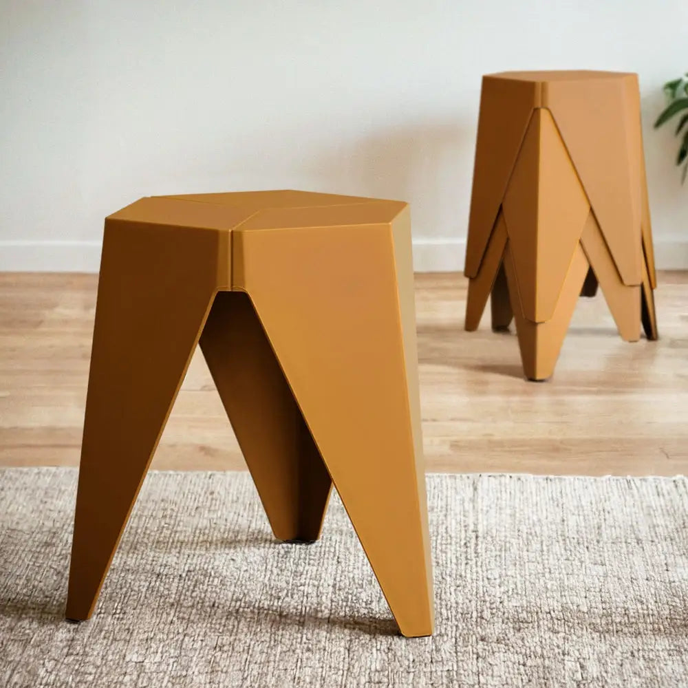 Artiss 4PC Puzzle Stool Bar Stools Stackable Yellow - Furniture > Bar Stools & Chairs > Table & Bar Stools