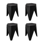 Artiss 4PC Puzzle Stool Plastic Bar Stools Stackable Black - Furniture > Bar Stools & Chairs > Table & Bar Stools