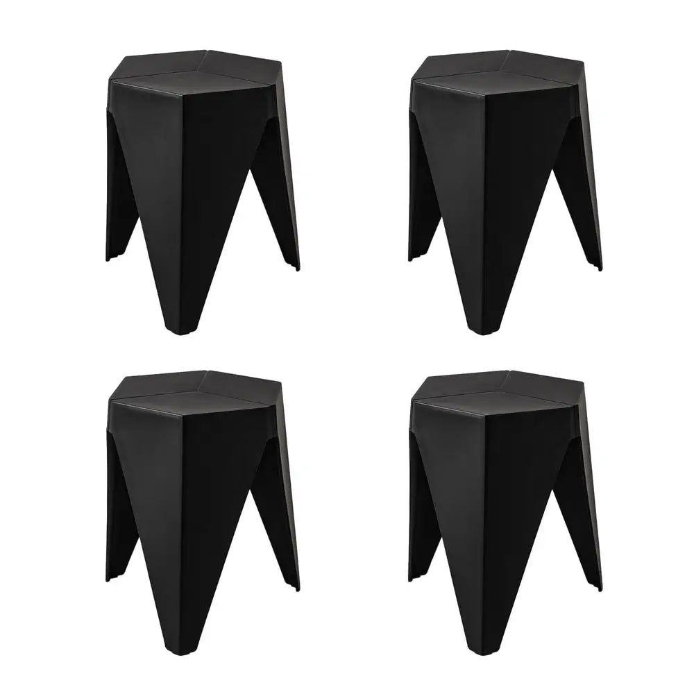 Artiss 4PC Puzzle Stool Plastic Bar Stools Stackable Black - Furniture > Bar Stools & Chairs > Table & Bar Stools