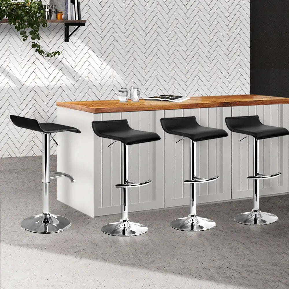 Artiss 4x Bar Stools Adjustable Gas Lift Chairs Black - Furniture > Bar Stools & Chairs