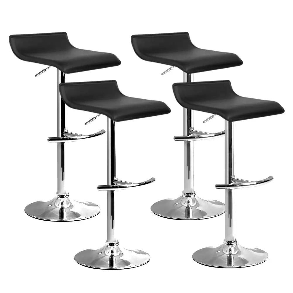 Artiss 4x Bar Stools Adjustable Gas Lift Chairs Black - Furniture > Bar Stools & Chairs