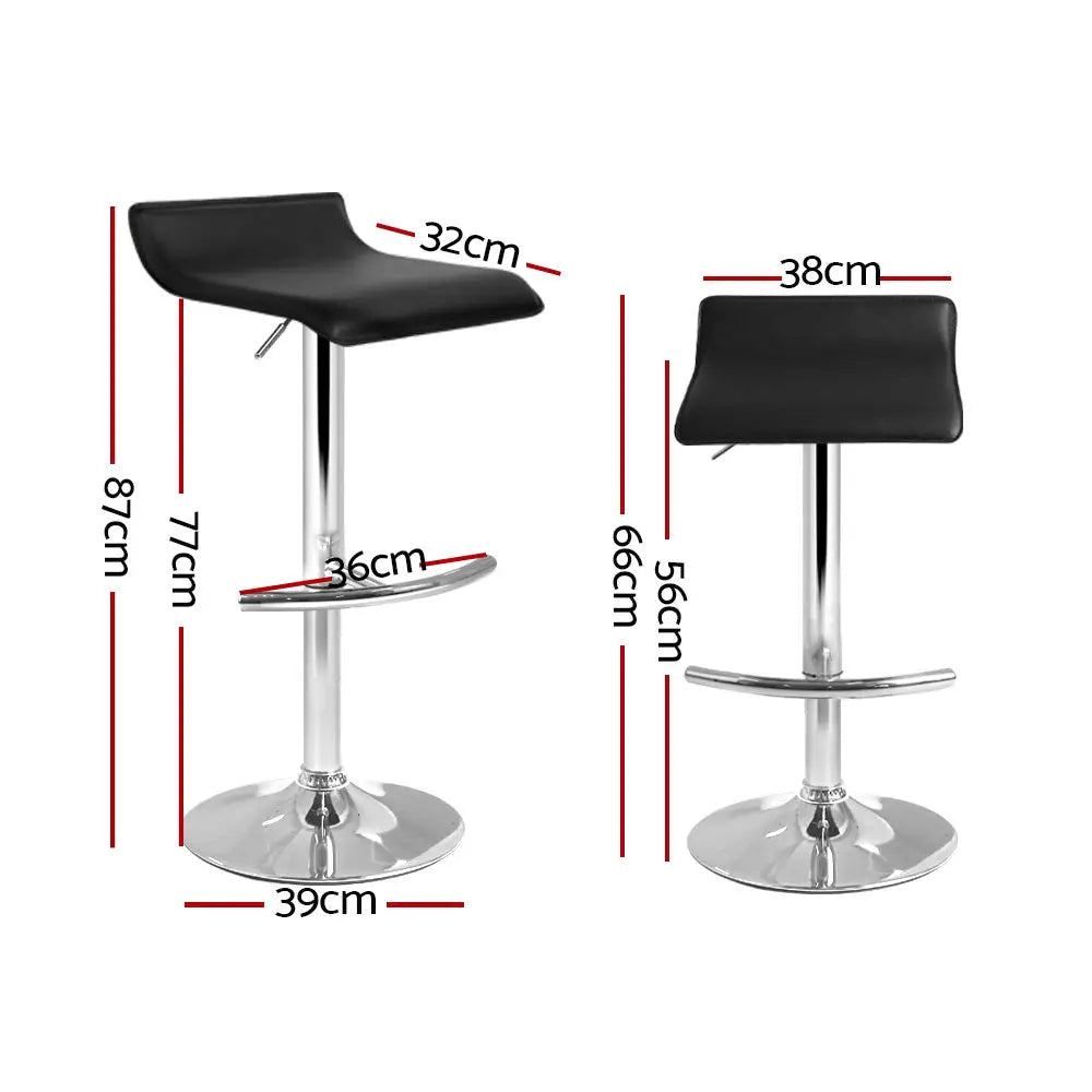 Artiss 4x Bar Stools Adjustable Gas Lift Chairs Black - Furniture > Bar Stools & Chairs