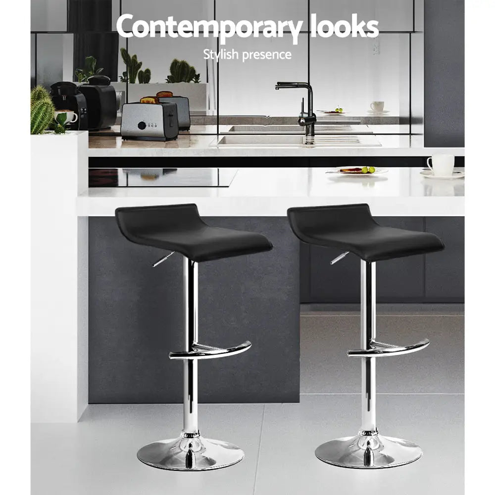 Artiss 4x Bar Stools Adjustable Gas Lift Chairs Black - Furniture > Bar Stools & Chairs