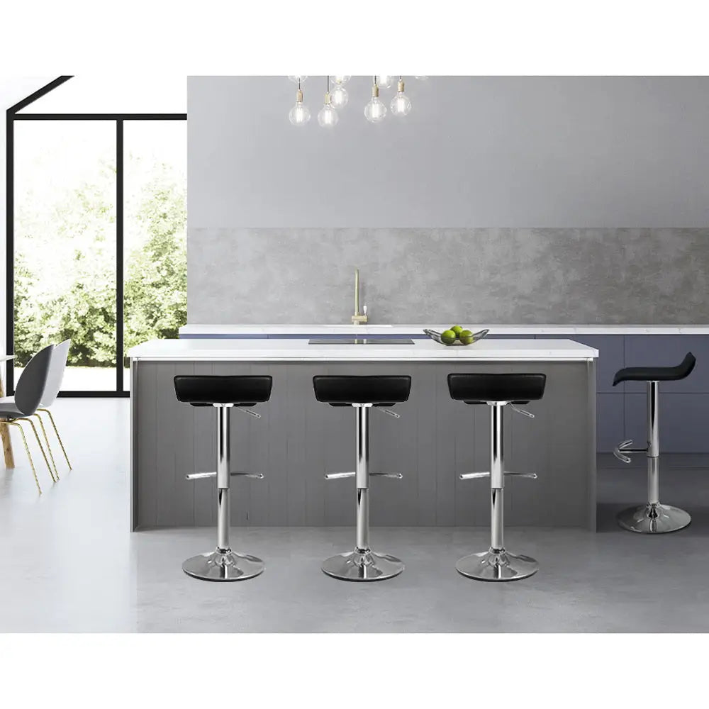 Artiss 4x Bar Stools Adjustable Gas Lift Chairs Black - Furniture > Bar Stools & Chairs