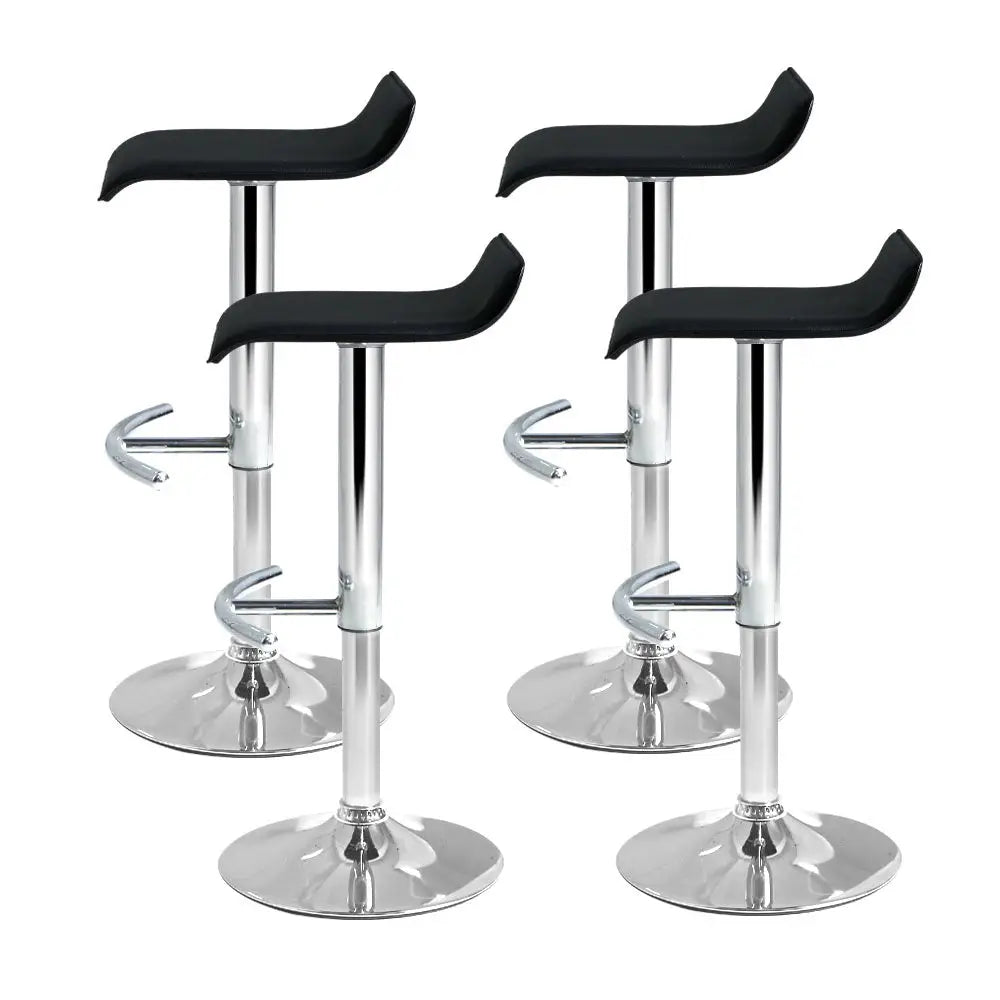 Artiss 4x Bar Stools Adjustable Gas Lift Chairs Black - Furniture > Bar Stools & Chairs