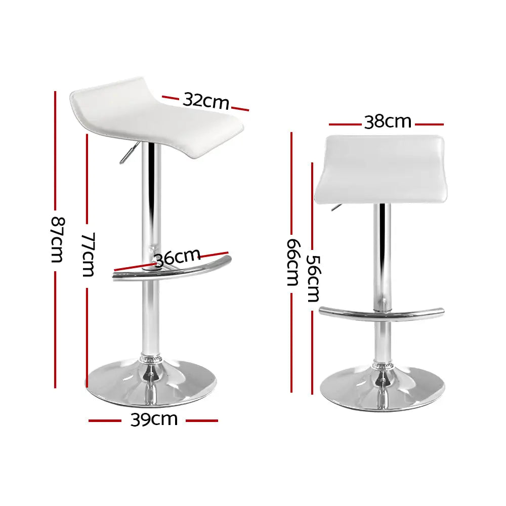 Artiss 4x Bar Stools Adjustable Gas Lift Chairs White - Furniture > Bar Stools & Chairs