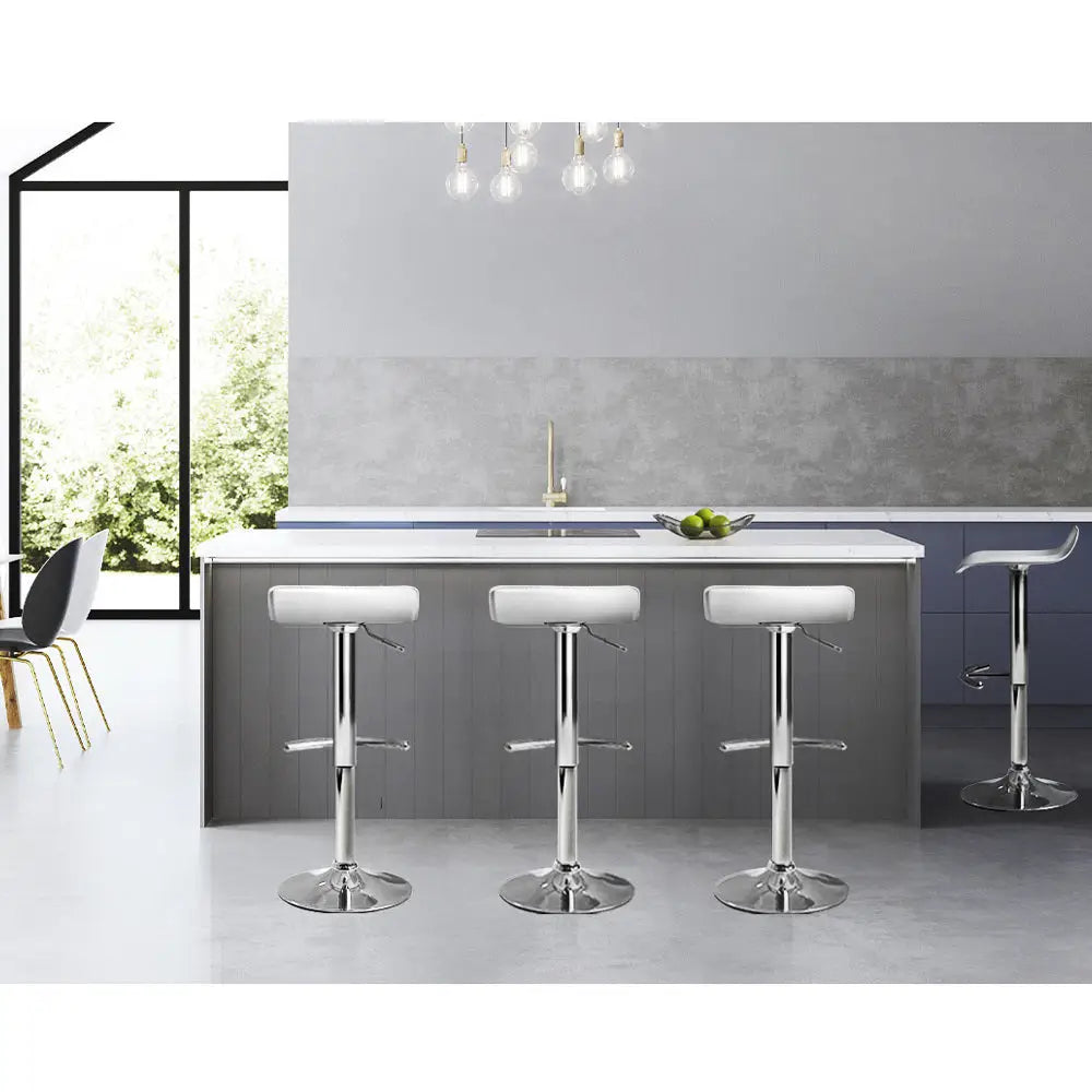 Artiss 4x Bar Stools Adjustable Gas Lift Chairs White - Furniture > Bar Stools & Chairs